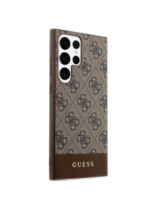 Guess PU 4G Stripe Bakskal till Samsung Galaxy S24 Ultra Brown