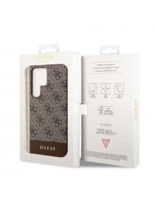 Guess PU 4G Stripe Bakskal till Samsung Galaxy S24 Ultra Brown