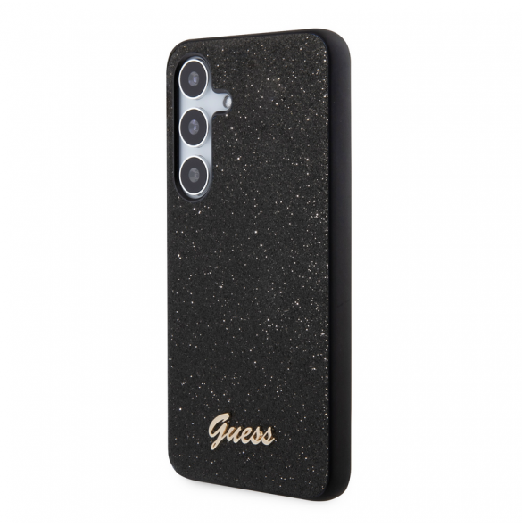 Guess PC/TPU Glitter Flakes Metalllogotyp Bakskal till Samsung Galaxy S24+ Svart