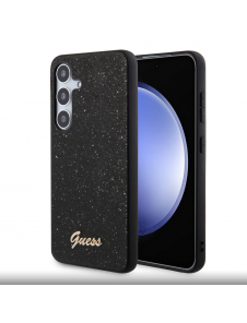 Guess PC/TPU Glitter Flakes Metalllogotyp Bakskal till Samsung Galaxy S24+ Svart