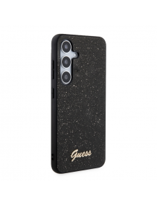 Guess PC/TPU Glitter Flakes Metalllogotyp Bakskal till Samsung Galaxy S24+ Svart