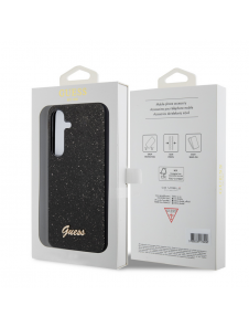 Guess PC/TPU Glitter Flakes Metalllogotyp Bakskal till Samsung Galaxy S24+ Svart