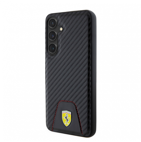 Ferrari PU Läder Bottom Carbon Bakskal till Samsung Galaxy S24+ Svart