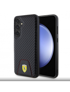 Ferrari PU Läder Bottom Carbon Bakskal till Samsung Galaxy S24+ Svart