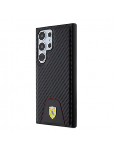 Ferrari PU Läder Bottom Carbon Bakskal till Samsung Galaxy S24 Ultra Black