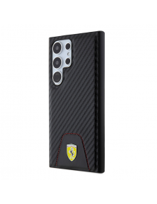 Ferrari PU Läder Bottom Carbon Bakskal till Samsung Galaxy S24 Ultra Black