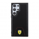 Ferrari PU Läder Bottom Carbon Bakskal till Samsung Galaxy S24 Ultra Black