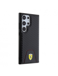 Ferrari PU Läder Bottom Carbon Bakskal till Samsung Galaxy S24 Ultra Black