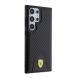 Ferrari PU Läder Bottom Carbon Bakskal till Samsung Galaxy S24 Ultra Black