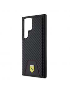 Ferrari PU Läder Bottom Carbon Bakskal till Samsung Galaxy S24 Ultra Black