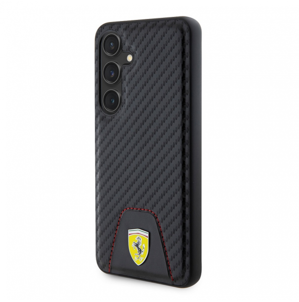 Ferrari PU Läder Bottom Carbon Bakskal till Samsung Galaxy S24 Svart