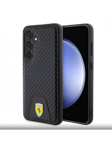 Ferrari PU Läder Bottom Carbon Bakskal till Samsung Galaxy S24 Svart