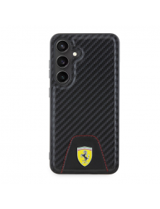 Ferrari PU Läder Bottom Carbon Bakskal till Samsung Galaxy S24 Svart