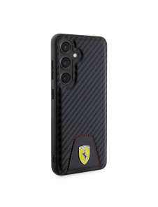 Ferrari PU Läder Bottom Carbon Bakskal till Samsung Galaxy S24 Svart