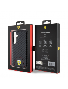 Ferrari PU Läder Bottom Carbon Bakskal till Samsung Galaxy S24 Svart