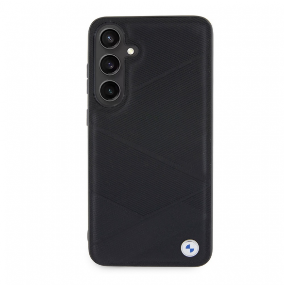 BMW Signature Leather Metal Logo Bakskal till Samsung Galaxy S24+ Svart