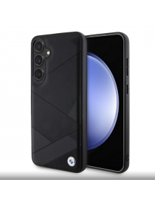 BMW Signature Leather Metal Logo Bakskal till Samsung Galaxy S24+ Svart