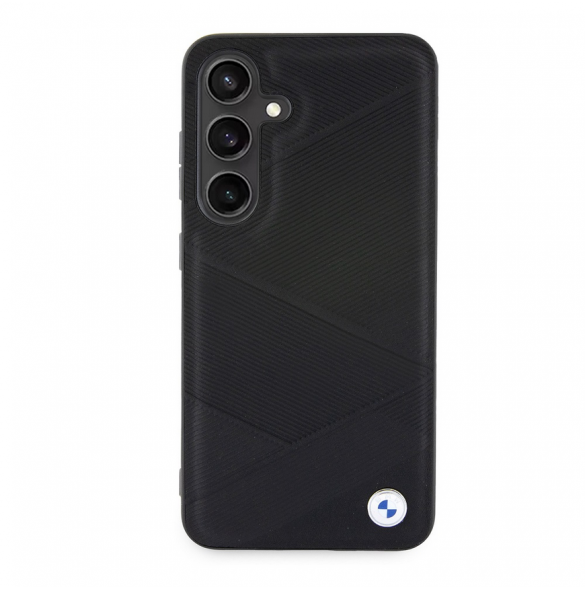 BMW Signature Leather Metal Logo Bakskal till Samsung Galaxy S24 Svart