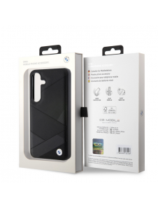 BMW Signature Leather Metal Logo Bakskal till Samsung Galaxy S24 Svart