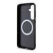 BMW M PU Läder Carbon Magsafe Tricolor Line Bakskal till Samsung Galaxy S24+ Svart