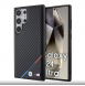 BMW M PU Läder Carbon Magsafe Tricolor Line Bakskal till Samsung Galaxy S24 Ultra Black