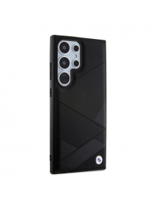 BMW M PU Läder Carbon Magsafe Tricolor Line Bakskal till Samsung Galaxy S24 Ultra Black