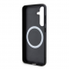 BMW M PU Läder Carbon Magsafe Tricolor Line Bakskal till Samsung Galaxy S24 Svart