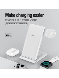 Nillkin PowerTrio 3in1 trådlös laddare för Apple Watch White (MFI)