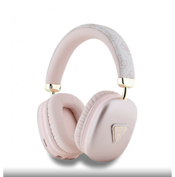 Guess PU Leather 4G Triangle Logo Bluetooth Stereo Headphone Rosa