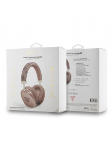Guess PU Leather 4G Triangle Logo Bluetooth Stereo Headphone Brun