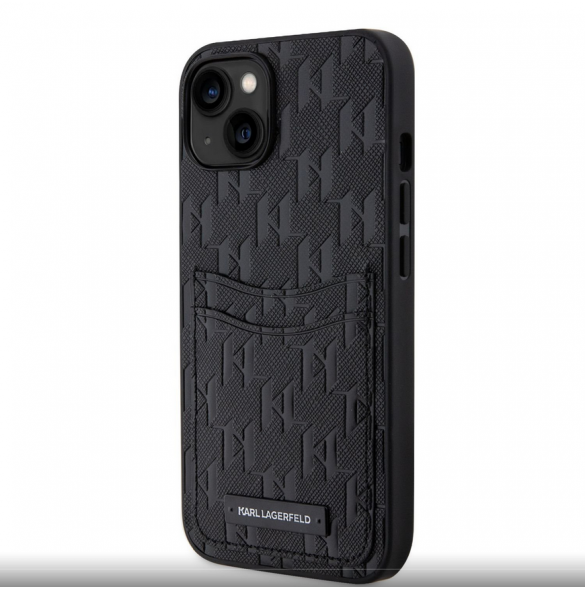 Karl Lagerfeld Saffiano Monogram Card Slot Case för iPhone 14 Svart