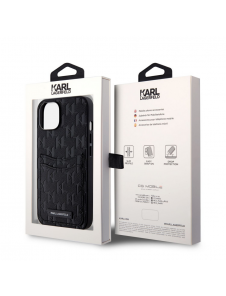 Karl Lagerfeld Saffiano Monogram Card Slot Case för iPhone 14 Svart