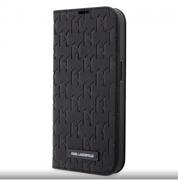 Karl Lagerfeld PU Saffiano Monogram Bokfodral för iPhone 14 Pro Max Svart
