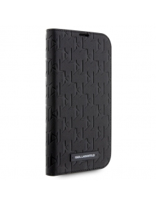 Karl Lagerfeld PU Saffiano Monogram Bokfodral för iPhone 14 Pro Max Svart