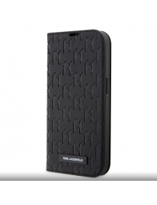Karl Lagerfeld PU Saffiano Monogram Bokfodral för iPhone 14 Pro Svart