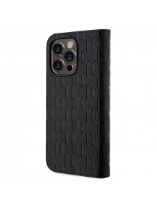 Karl Lagerfeld PU Saffiano Monogram Bokfodral för iPhone 14 Pro Svart