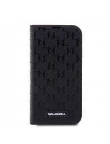 Karl Lagerfeld PU Saffiano Monogram Bokfodral för iPhone 14 Pro Svart