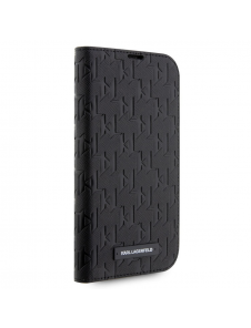 Karl Lagerfeld PU Saffiano Monogram Bokfodral för iPhone 14 Pro Svart