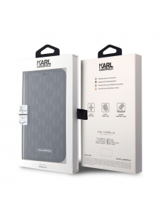 Karl Lagerfeld PU Saffiano Monogram Bokfodral för iPhone 14 Svart