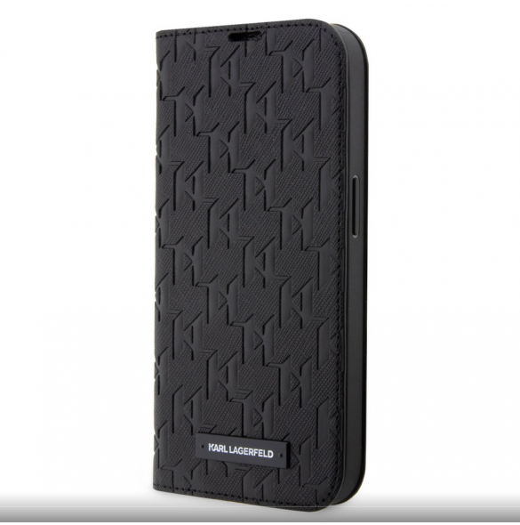 Karl Lagerfeld PU Saffiano Monogram Bokfodral för iPhone 13 Pro Max Svart