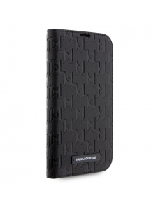 Karl Lagerfeld PU Saffiano Monogram Bokfodral för iPhone 13 Pro Max Svart