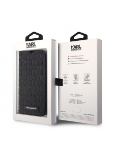 Karl Lagerfeld PU Saffiano Monogram Bokfodral för iPhone 13 Pro Max Svart