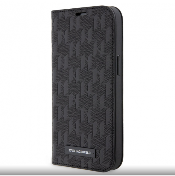 Karl Lagerfeld PU Saffiano Monogram Bokfodral för iPhone 13 Pro Svart