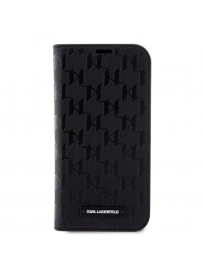 Karl Lagerfeld PU Saffiano Monogram Bokfodral för iPhone 13 Pro Svart
