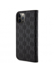 Karl Lagerfeld PU Saffiano Monogram Bokfodral för iPhone 12/12 Pro Svart