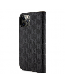 Karl Lagerfeld PU Saffiano Monogram Bokfodral för iPhone 12/12 Pro Svart