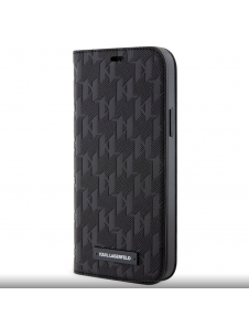 Karl Lagerfeld PU Saffiano Monogram Bokfodral för iPhone 12/12 Pro Svart