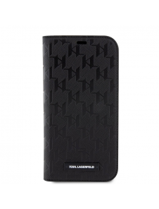 Karl Lagerfeld PU Saffiano Monogram Bokfodral för iPhone 12/12 Pro Svart