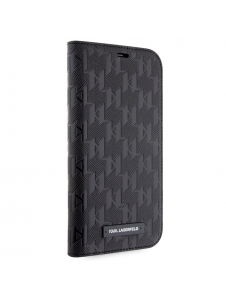 Karl Lagerfeld PU Saffiano Monogram Bokfodral för iPhone 12/12 Pro Svart