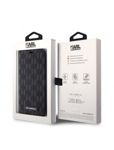 Karl Lagerfeld PU Saffiano Monogram Bokfodral för iPhone 12/12 Pro Svart